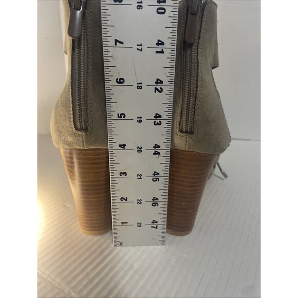 Torrid Sandals Women’s 11.5W Olive Faux Suede Open Toe Lace Up Block Heel Zip Up - Picture 12 of 15